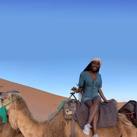 Bunche Center student on camel