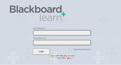 Blackboard login with an arrow pointing to "Azure SSO"