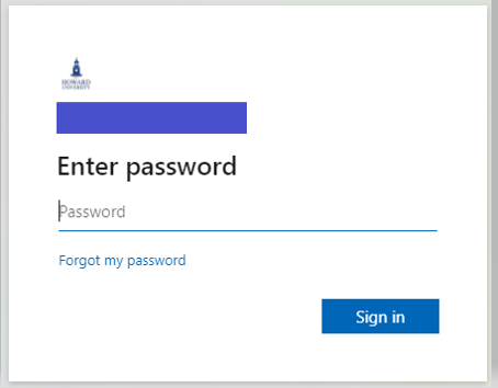Howard University login password field