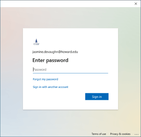 Entering new password