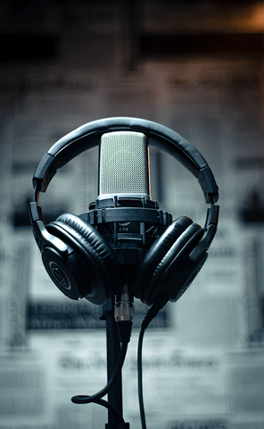 A microphone and headphones.
