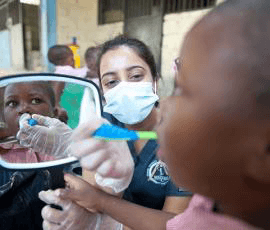 Dentist with patient