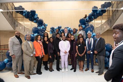 Howard student leaders and administrators celebrating Pride Month in Blackburn Student Center.