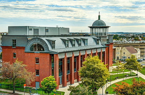 Louis Stokes Health Sciences Library on a sunny day