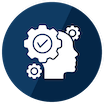Icon with a brain and gears to show skill development